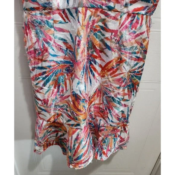 Hutch Anthropologie Women's Maui Halter Dress Colorful Palm Leaf Feather Size 10 - Picture 6 of 13